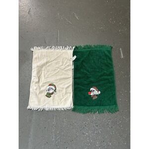 Vintage 90s Looney Tunes Bugs Bunny & Sylvester Christmas Dish Towels Set Of Two